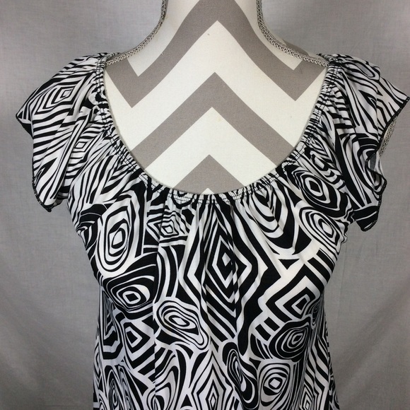 Jasonmaxwell Women’s Black White Scoop Neck Top - Picture 4 of 8